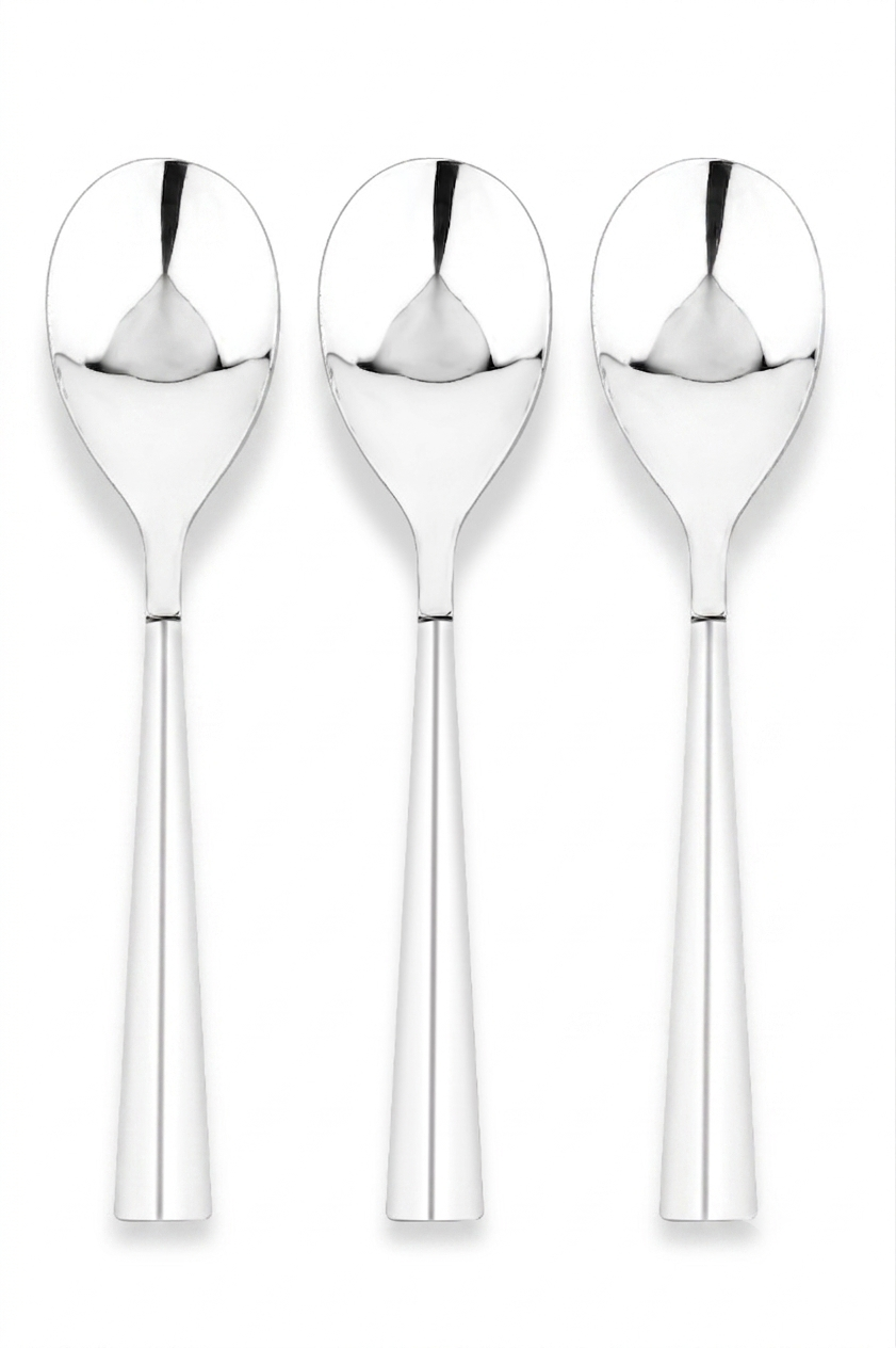 Vinod Stainless Steel Aero Serving Spoon / Cooking Spoon Set of 3 | Heavy Gauge Stainless Steel | Mirror Finish | Rust Resistant | Dishwasher Safe