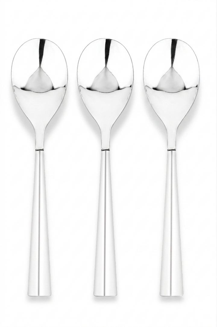 Vinod Stainless Steel Aero Serving Spoon / Cooking Spoon Set of 3 | Heavy Gauge Stainless Steel | Mirror Finish | Rust Resistant | Dishwasher Safe