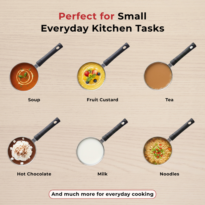 विनोद - डोनिव स्टेनलेस स्टील सैंडविच बॉटम सॉलिटेयर सॉस पैन ग्लास लिड के साथ - इंडक्शन फ्रेंडली - क्षमता 1.4 लीटर (16 सेमी)