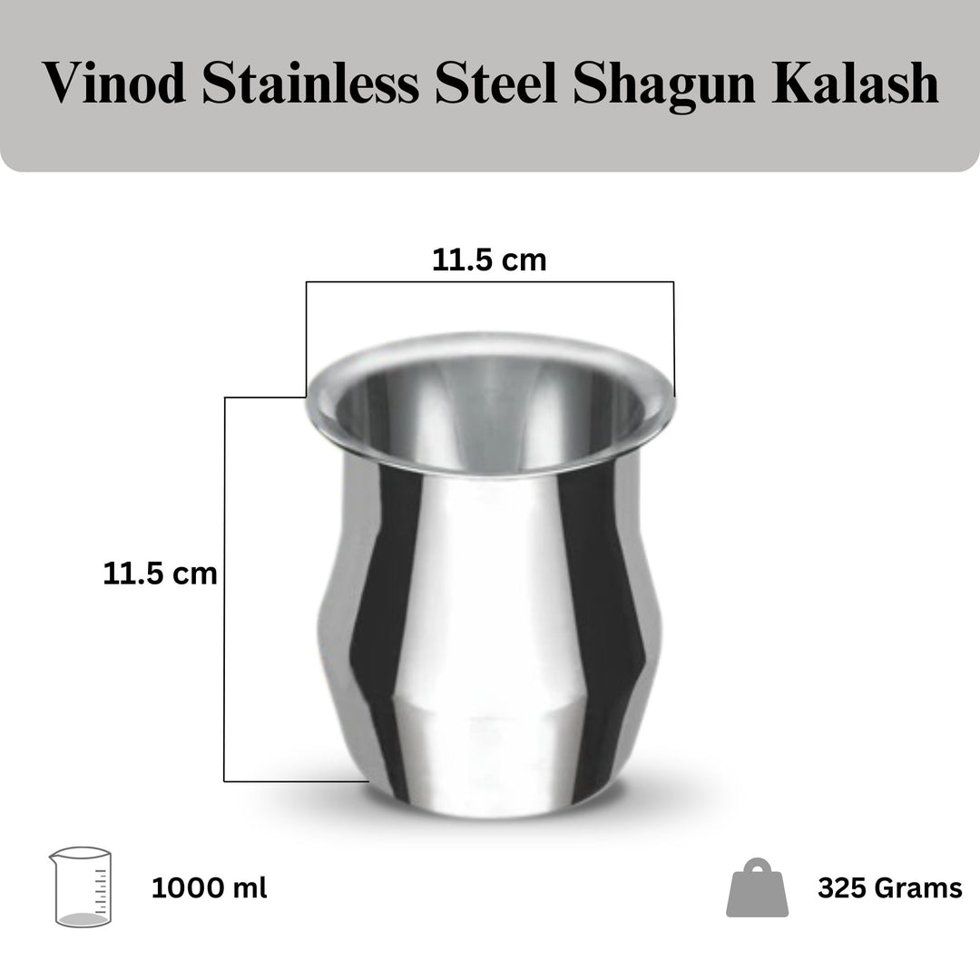 विनोद स्टेनलेस स्टील शगुन कलश – नंबर 10 - 1000 मिली