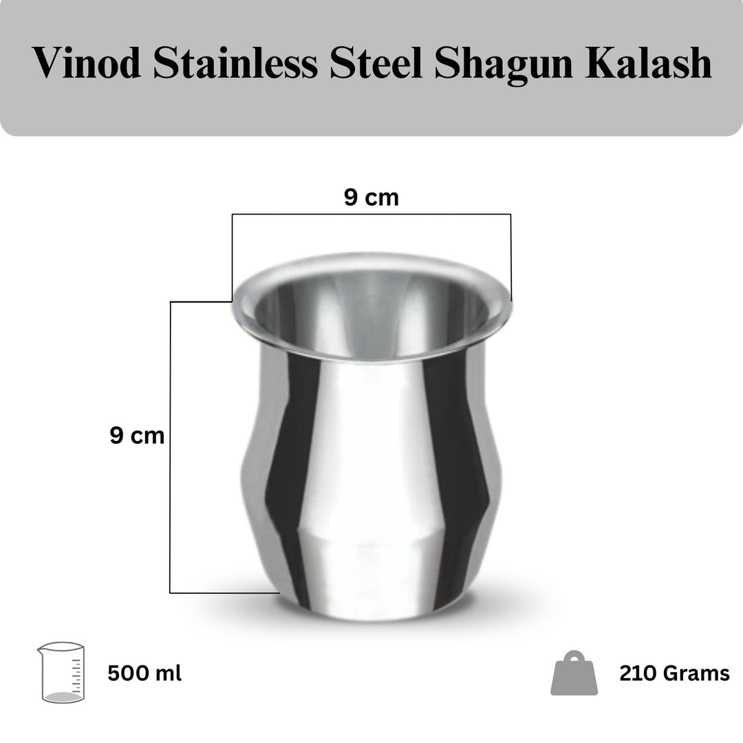 विनोद स्टेनलेस स्टील शगुन कलश – नंबर 8 - 500 मिली