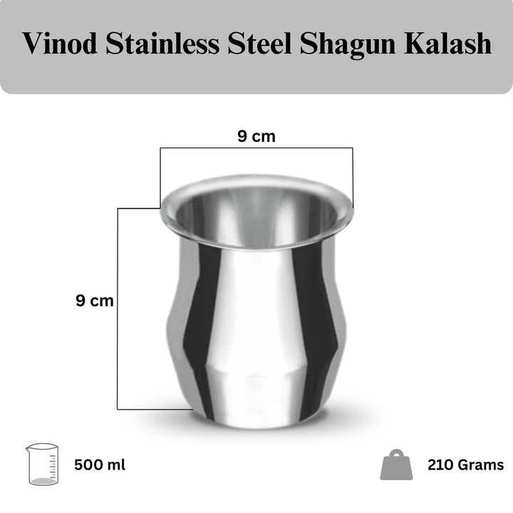 विनोद स्टेनलेस स्टील शगुन कलश – नंबर 8 - 500 मिली