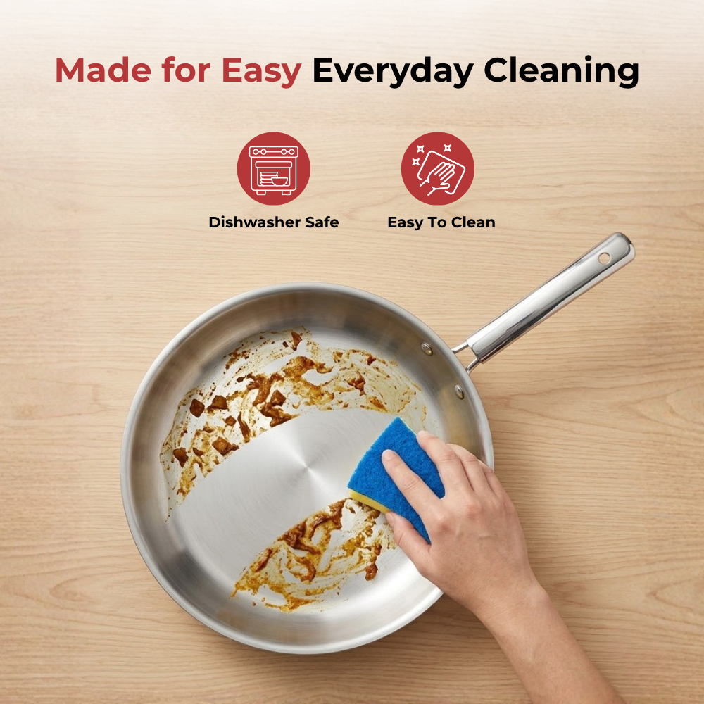 VINOD Doniv Titanium Triply Stainless Steel Fry Pan 22 cms, Induction Friendly