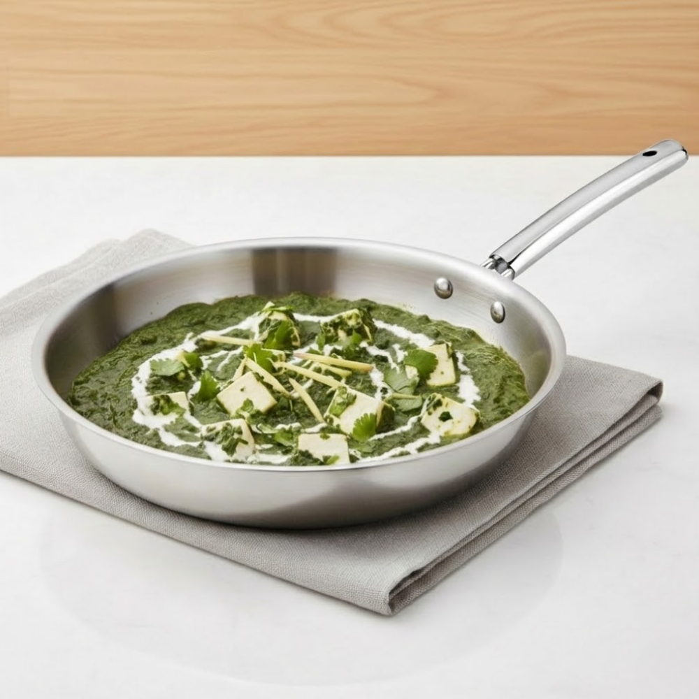 VINOD Doniv Titanium Triply Stainless Steel Fry Pan 24 cms, Induction Friendly