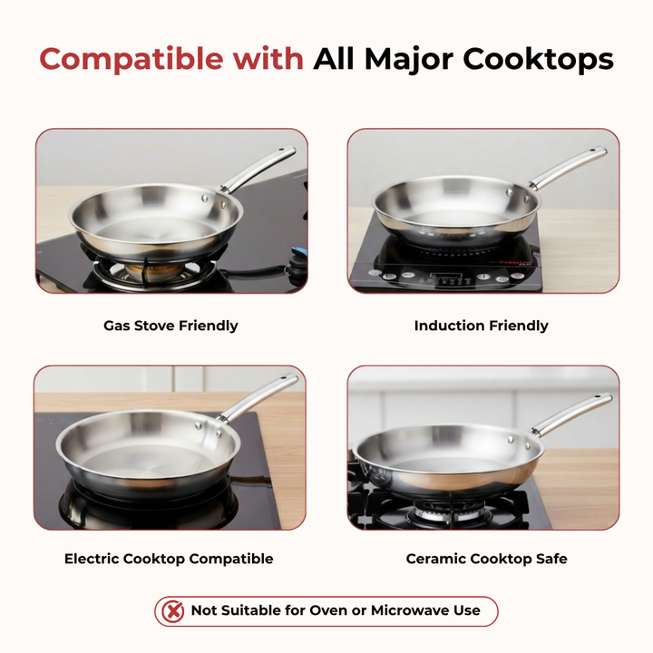 VINOD Doniv Titanium Triply Stainless Steel Fry Pan 24 cms, Induction Friendly