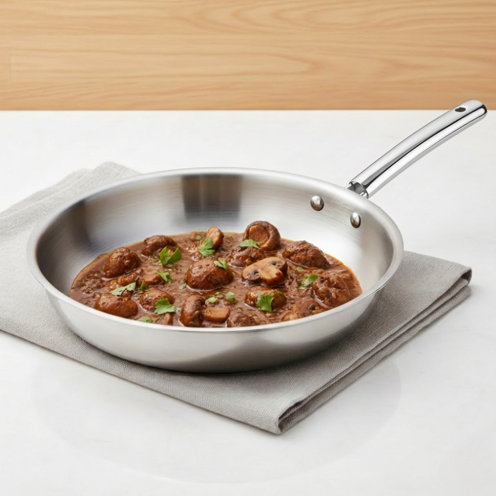 VINOD Doniv Titanium Triply Stainless Steel Fry Pan 24 cms, Induction Friendly