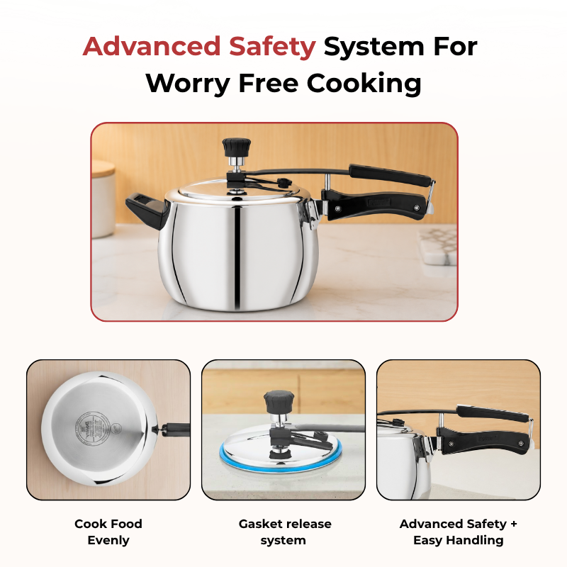 VINOD Doniv Titanium Triply Stainless Steel Pressure Cooker 5 Ltr, Induction Friendly  - ( Inner Lid ),