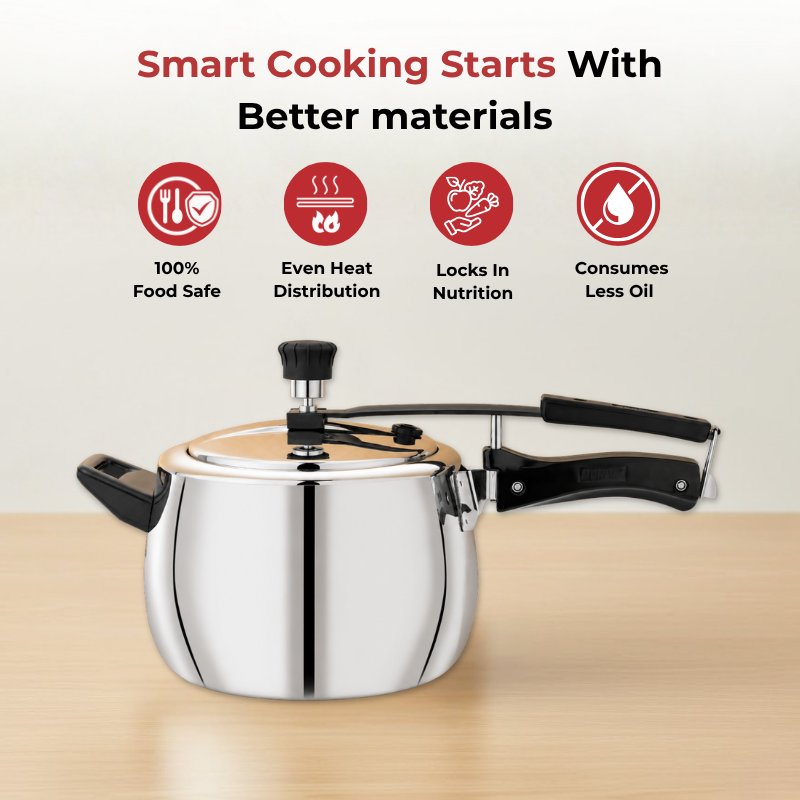 VINOD Doniv Titanium Triply Stainless Steel Pressure Cooker 5 Ltr, Induction Friendly  - ( Inner Lid ),