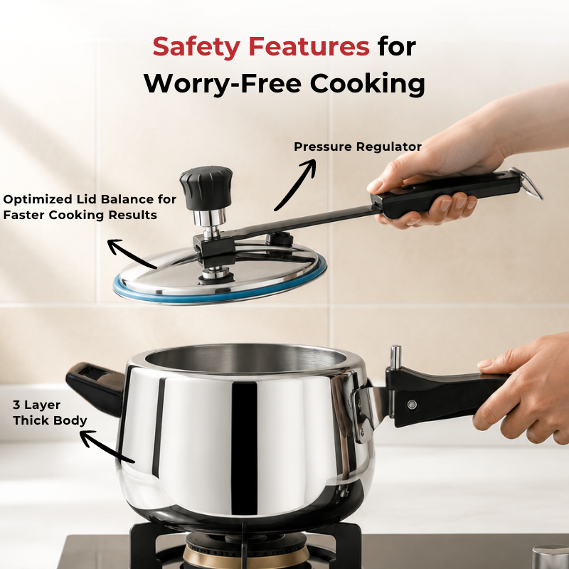 VINOD Doniv Titanium Triply Stainless Steel Pressure Cooker 5 Ltr, Induction Friendly  - ( Inner Lid ),