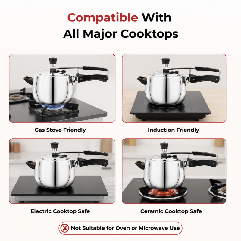 VINOD Doniv Titanium Triply Stainless Steel Pressure Cooker 5 Ltr, Induction Friendly  - ( Inner Lid ),