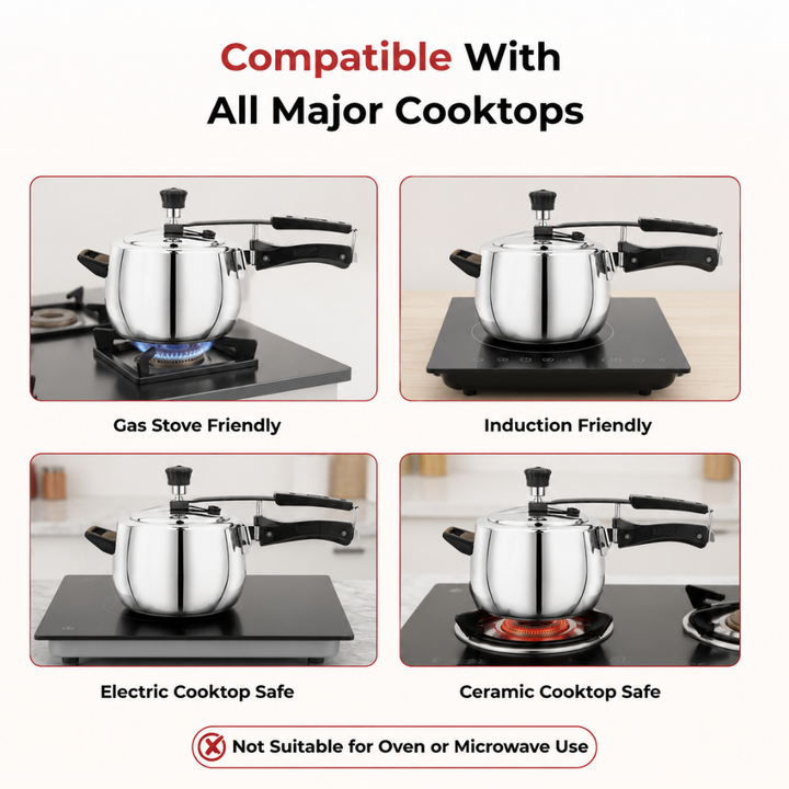 VINOD Doniv Titanium Triply Stainless Steel Pressure Cooker 5 Ltr (Inner Lid), Induction Friendly