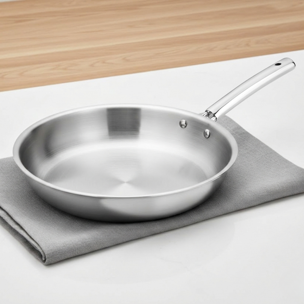 Vinod Doniv Titanium Triply Stainless Steel Fry Pan 22 cms, top view