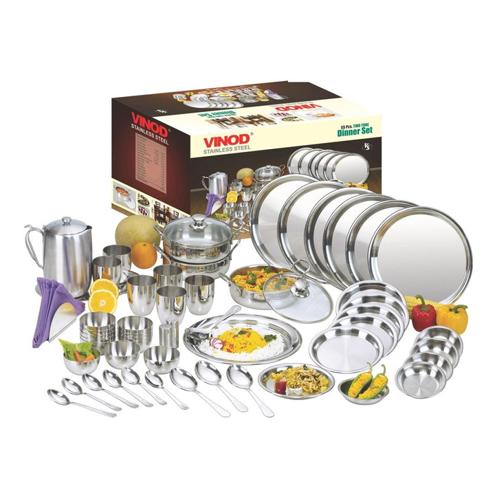 Vinod 55 Pieces Stainless Steel Two Tone Dinner Set For Six Person