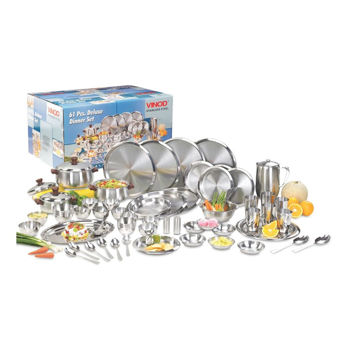 Vinod 61 Pieces Stainless Steel Two Tone Deluxe Dinner Set For Six Person