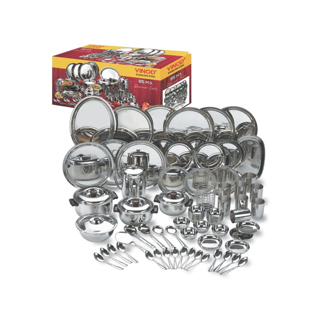Vinod 85 Pieces Stainless Steel Deluxe Dinner Set for Eight Persons