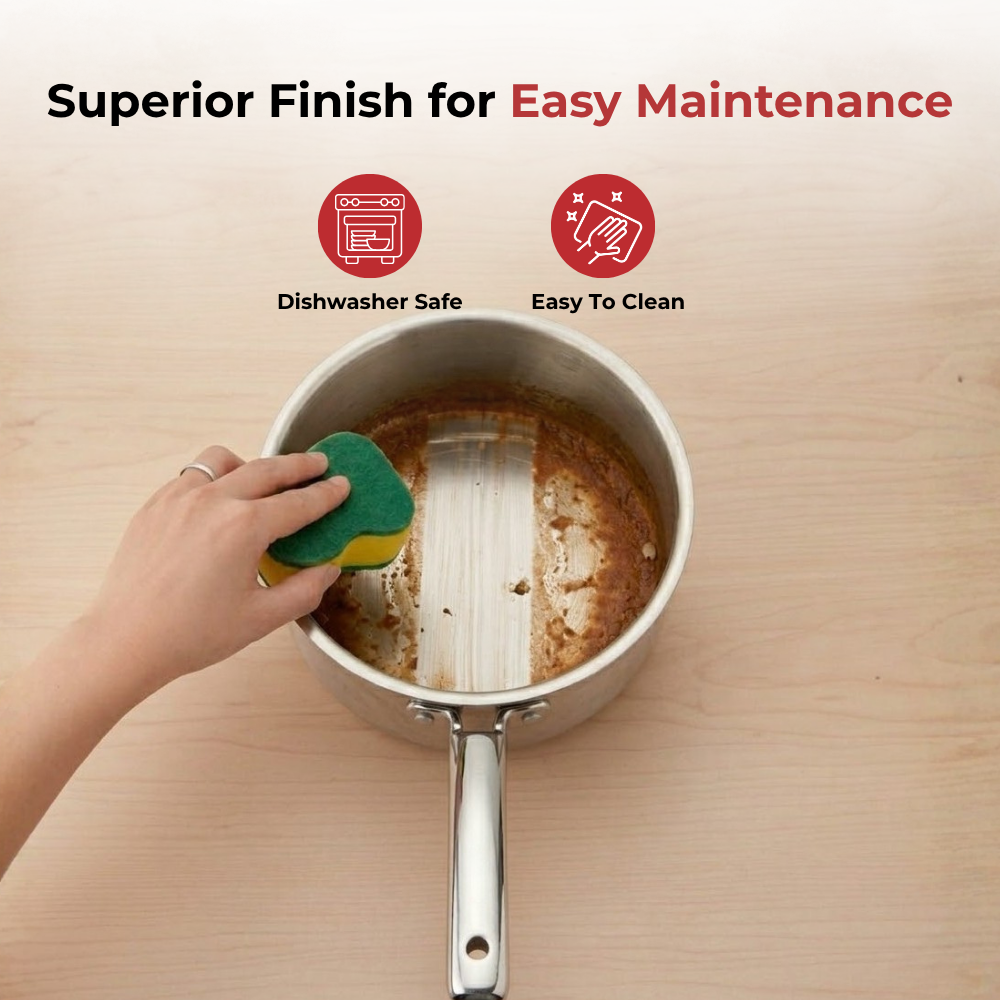 Doniv Titanium Triply Stainless Steel Sauce Pan with Cover 18 cm, Capacity 2.2 Liter, Induction Friendly