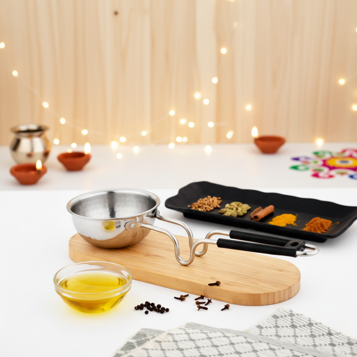 Vinod - Claro Heavy Gauge Stainless Steel Hammered Tadka Pan, 1.5 mm