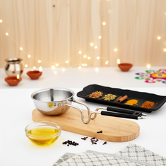 विनोद - क्लारो हेवी गेज स्टेनलेस स्टील हैमर्ड तड़का पैन, 1.5 मिमी