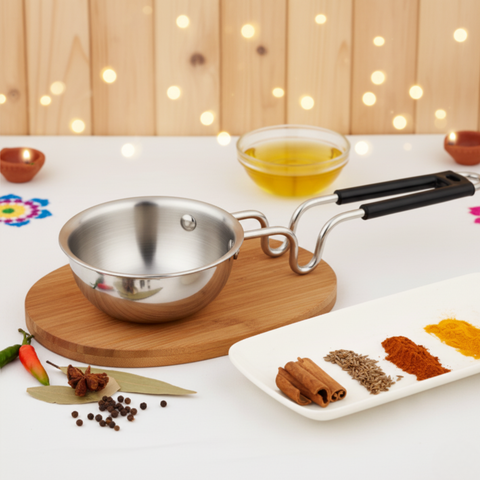 विनोद - क्लारो हेवी गेज स्टेनलेस स्टील तड़का पैन (प्लेन), 1.5 मिमी