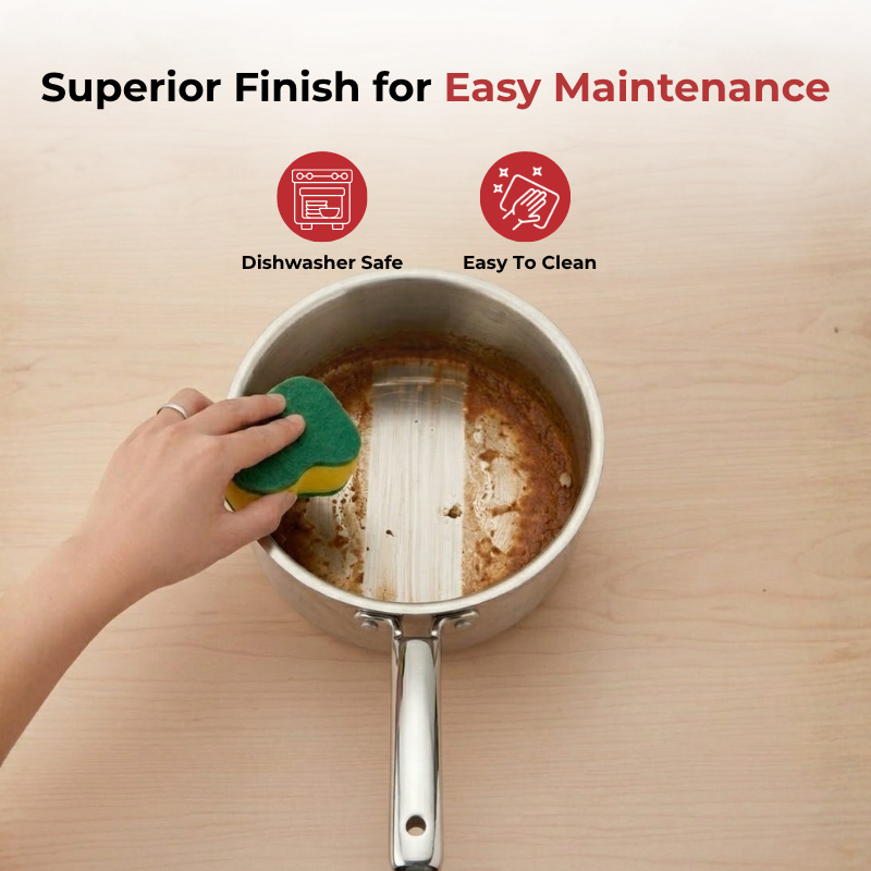 VINOD Doniv Titanium Triply Stainless Steel Sauce Pan with Cover 16 cm, Capacity 1.60 liter, Induction Friendly