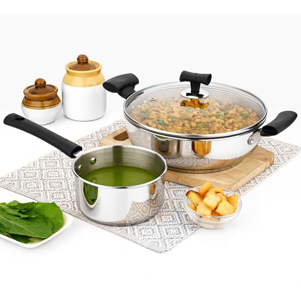 VINOD – DONIV Stainless Steel Sandwich Bottom Solitaire Cookware Set