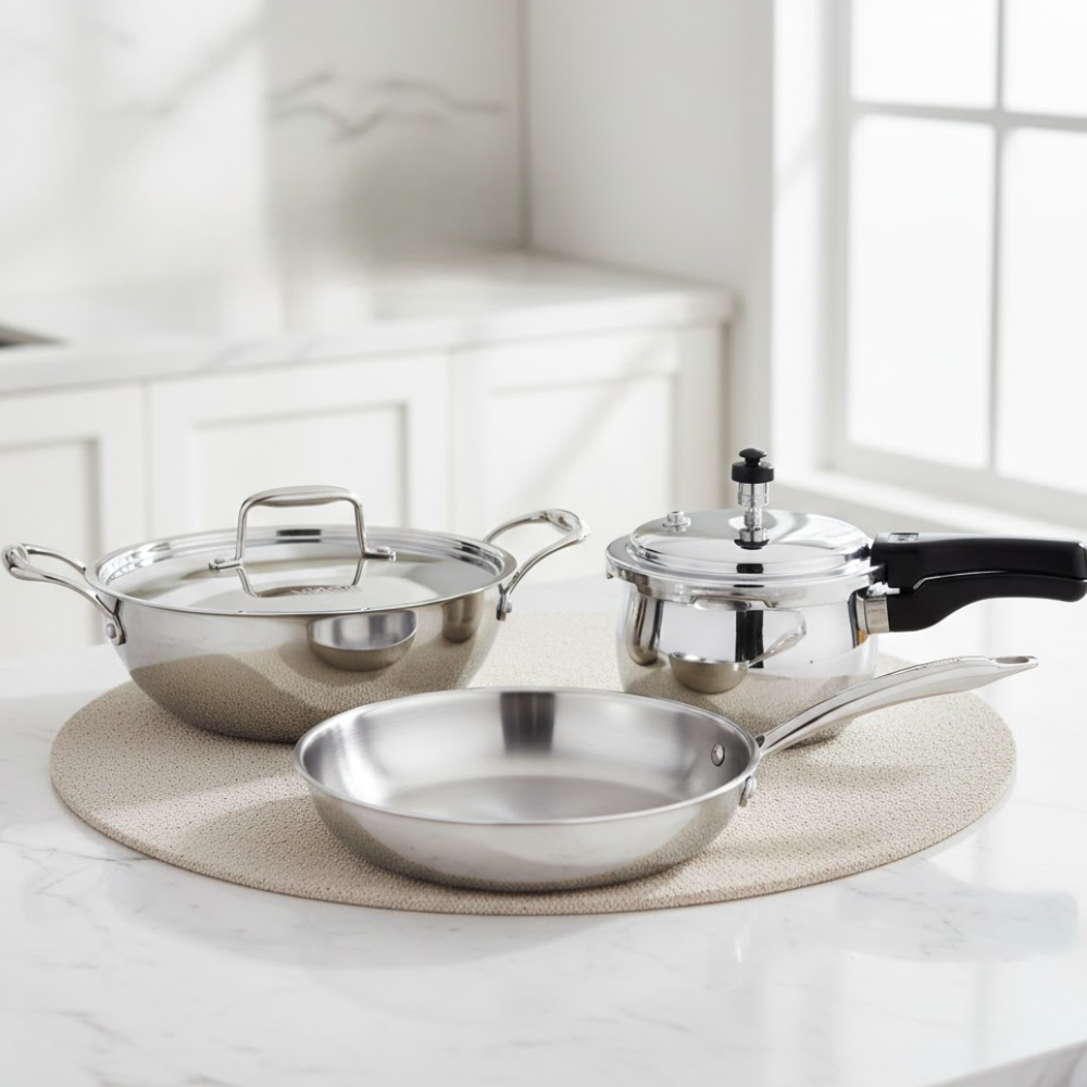 VINOD Doniv Titanium Triply Stainless Steel 3 Piece Cookware Set