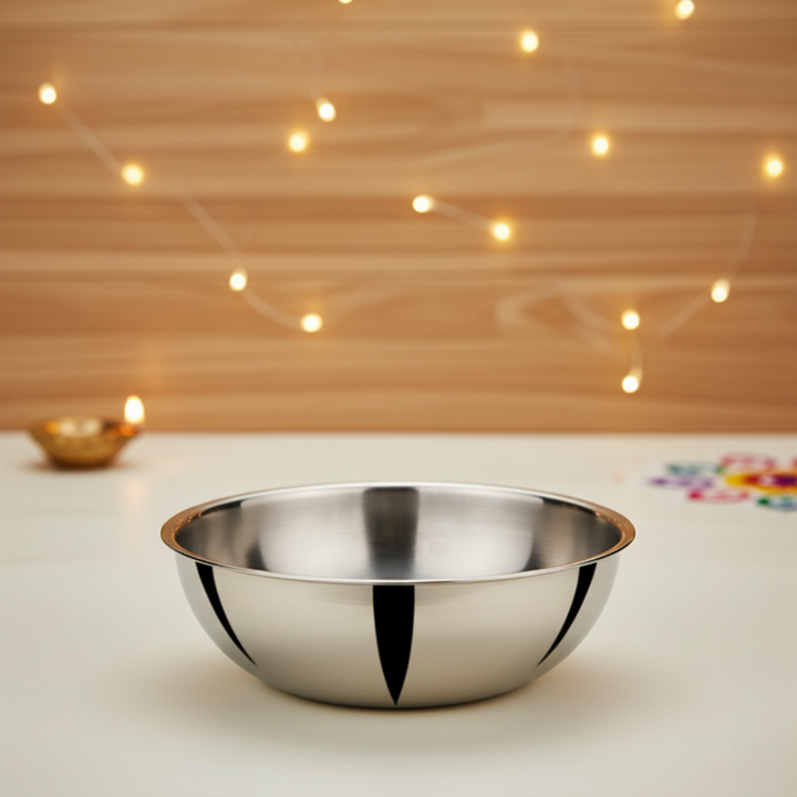 VINOD Doniv Titanium Triply Stainless Steel Tasla 20 cms, 1.65 Liter Capacity, Induction Friendly