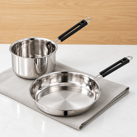VINOD Stainless Steel Shubam 2-Piece Cookware Gift Set – Premium Sauce Pan 1300 ml (16.5 cm) & Royal Fry Pan 20 cm | Cookware for Boiling, Sautéing, Frying & Everyday Cooking