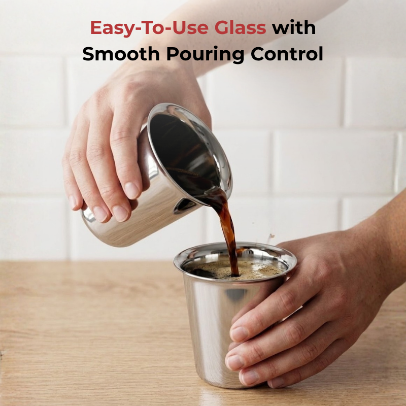 VINOD Stainless Steel Rampatra Glass Set of 6 - 240 ml with Highest Grade Steel, Tough and Strong Build, Dishwasher Safe, Rust Free