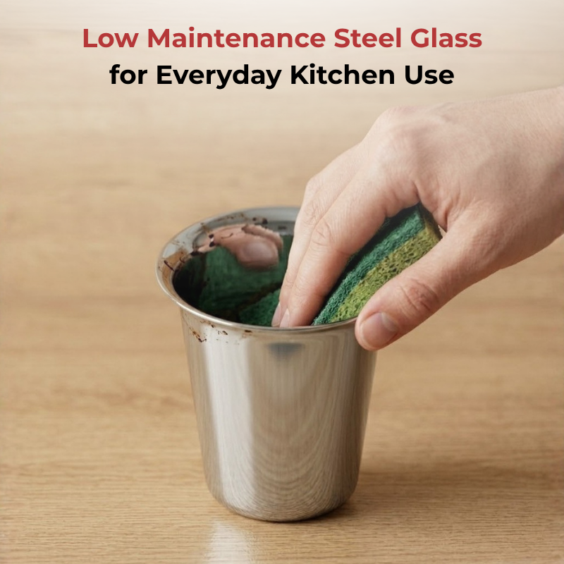 VINOD Stainless Steel Rampatra Glass Set of 6 - 200 ml, Highest Grade Steel, Rust Free, Easy to Clean, Long Lasting Durability & Dishwasher Safe