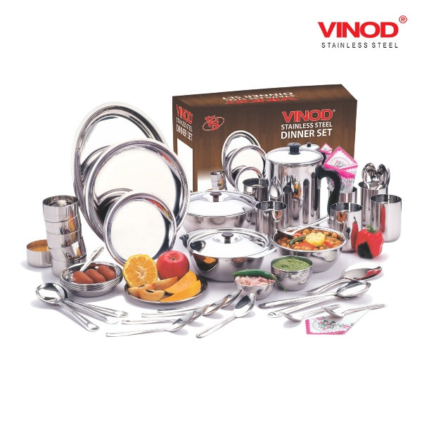 Vinod 51 Pieces Stainless Steel Dinner Set For Six Persons in Two Boxes