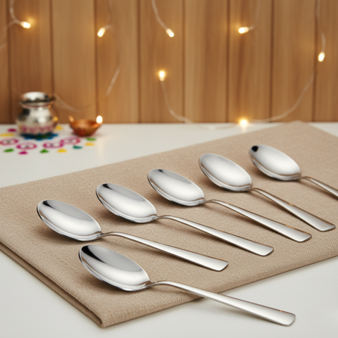 विनोद एयरो 6 पीस स्टेनलेस स्टील बेबी स्पून सेट, हैवी गेज स्पून सेट