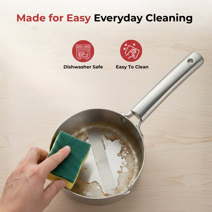 विनोद डोनिव टाइटेनियम ट्रिपली स्टेनलेस स्टील मिल्क पैन 16 सेमी, क्षमता 1.60 लीटर