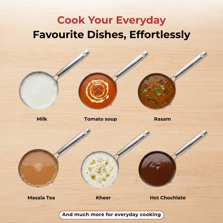 विनोद डोनिव टाइटेनियम ट्रिपली स्टेनलेस स्टील मिल्क पैन 16 सेमी, क्षमता 1.60 लीटर