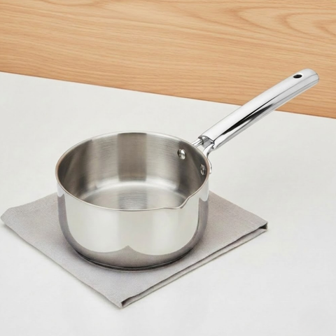 Vinod Doniv Titanium Triply Stainless Steel Milk Pan 14 cms, 1.00 Liter, front view
