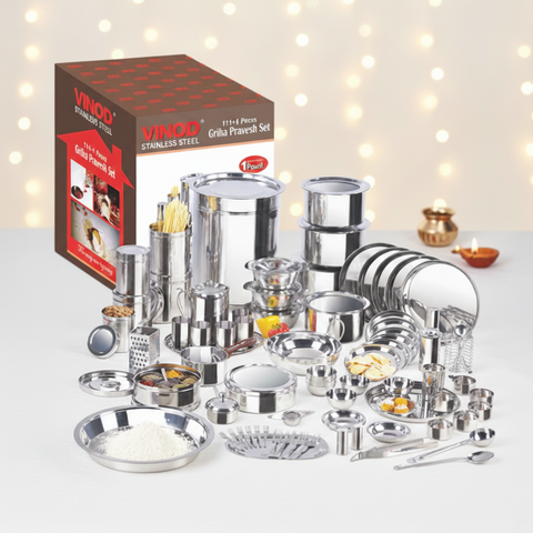 Vinod Stainless Steel 114 Pieces Griha Pravesh Set