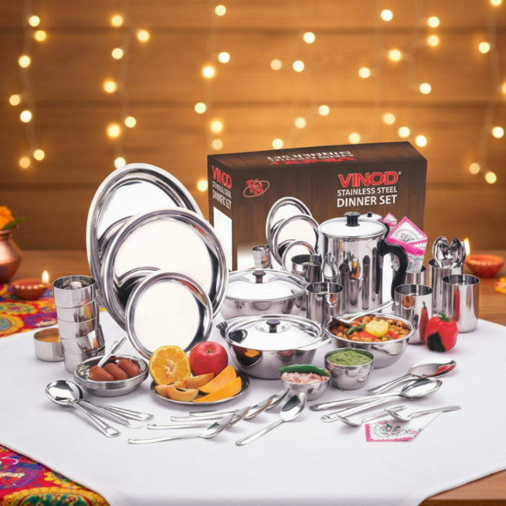 Vinod Stainless Steel 36 Pieces. Dinner Set For Six Persons