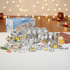 विनोद स्टेनलेस स्टील 61 पीस टू टोन डीलक्स डिनर सेट छह लोगों के लिए