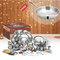 Vinod Stainless Steel 77 Pieces Two Tone Dinner Set For Eight Persons with Free DONIV Triply Frypan Rs.1890