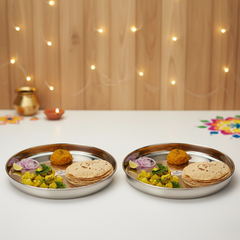 विनोद स्टेनलेस स्टील बीडिंग खुमचा थाली 2 का सेट, आकार: 27 सेमी