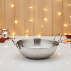 Vinod – Claro Heavy Gauge Stainless Steel Kadai (Plain), 2.5 mm (1700 ml)