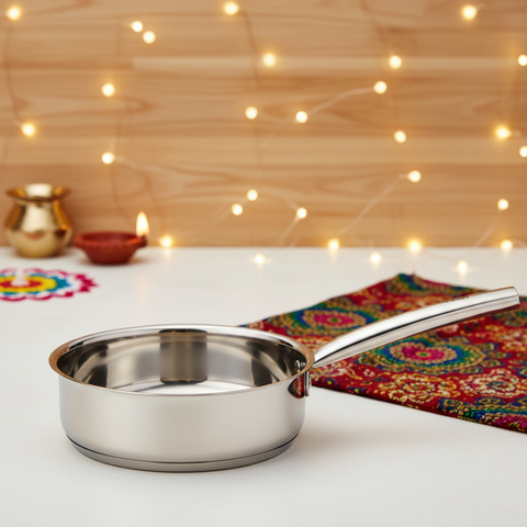 Vinod – Doniv Majestic Stainless Steel Sandwich Bottom Fry Pan, Capacity 1.5 Ltr (20cm) – Induction Friendly