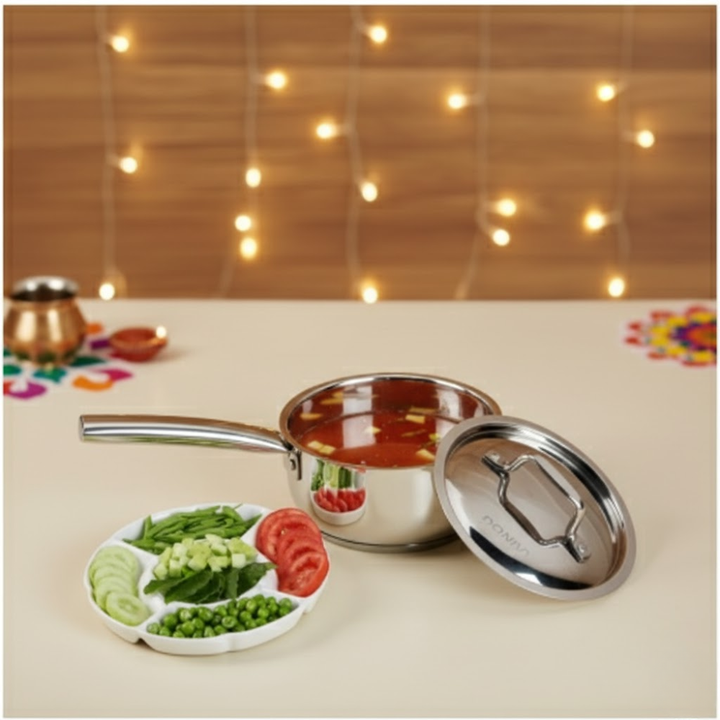 Vinod – Doniv Stainless Steel Majestic Sandwich Bottom Sauce Pan 1.5 Liter/16 cms Induction Friendly