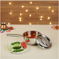 विनोद - डोनिव स्टेनलेस स्टील मैजेस्टिक सैंडविच बॉटम सॉस पैन 2.2 लीटर/18 सेमी इंडक्शन फ्रेंडली