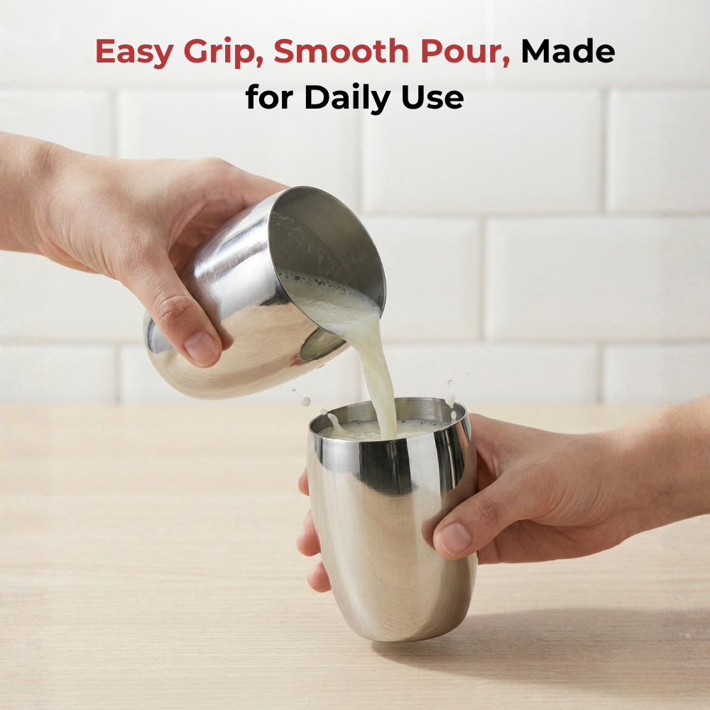 विनोद स्टेनलेस स्टील मैंगो ग्लास - एक बॉक्स में छह ग्लास (300 मिली)