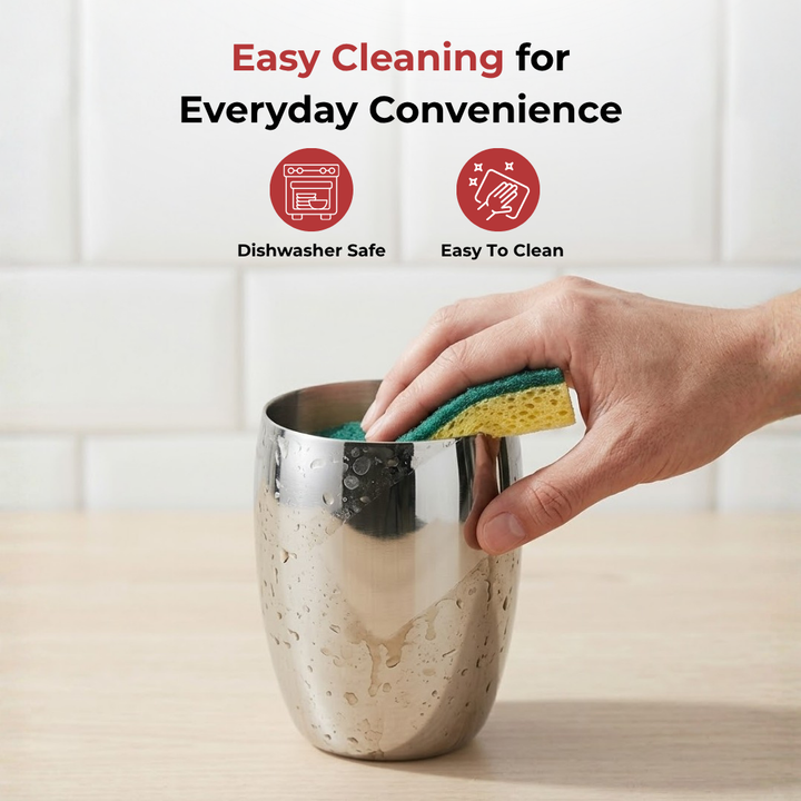 विनोद स्टेनलेस स्टील मैंगो ग्लास - एक बॉक्स में छह ग्लास (300 मिली)