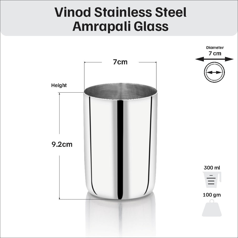 Vinod-Stainless-Steel-Amrapali-Glass-Six-Glasses-in-one-Box 300 ml)