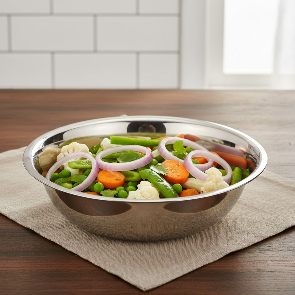 Vinod Stainless Steel Basin, front view