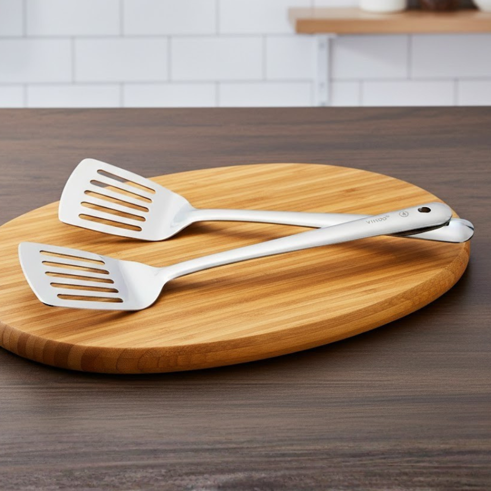Vinod Stainless Steel Basting Turner Slotted/ Cooking Palta, Set of 2, Size 36cm, No 6