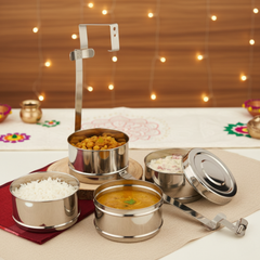 विनोद स्टेनलेस स्टील बॉम्बे टिफिन, 4 कम्पार्टमेंट – 9 इंच